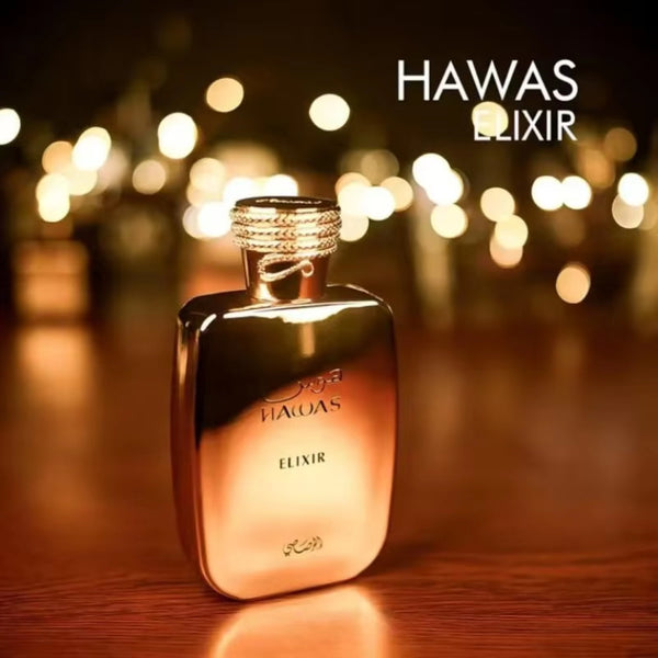 Rasasi Hawas Elixir Eau De Parfum Spray for Men 100 ML Original Arab Perfumes Lasting Oriental Pheromones Perfume Cologne 3.4 Oz