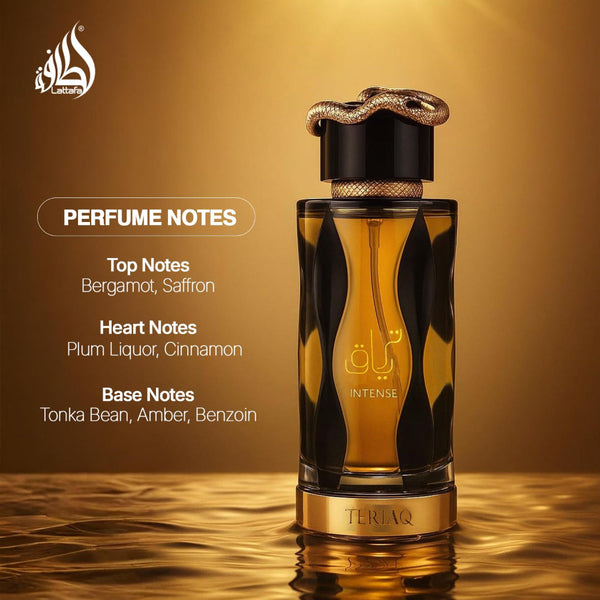 Lattafa Teriaq Intense for Unisex Eau de Parfum Spray, 3.4 Ounce / 100 ml