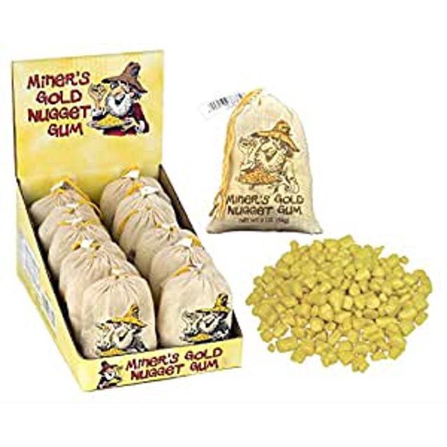 Miner's Gold Nugget Candy, Pineapple Rock Crystal, 2 Ounce Draw String Bag