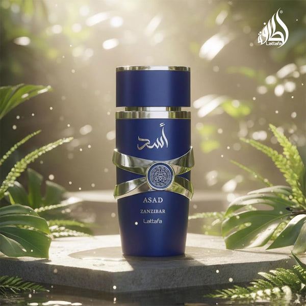 Lattafa Asad Zanzibar - Fresh, Spicy, Vanilla, Coconut - Eau de Parfum Long-Lasting Fragrance for Men, 3.40 Ounce / 100 ml