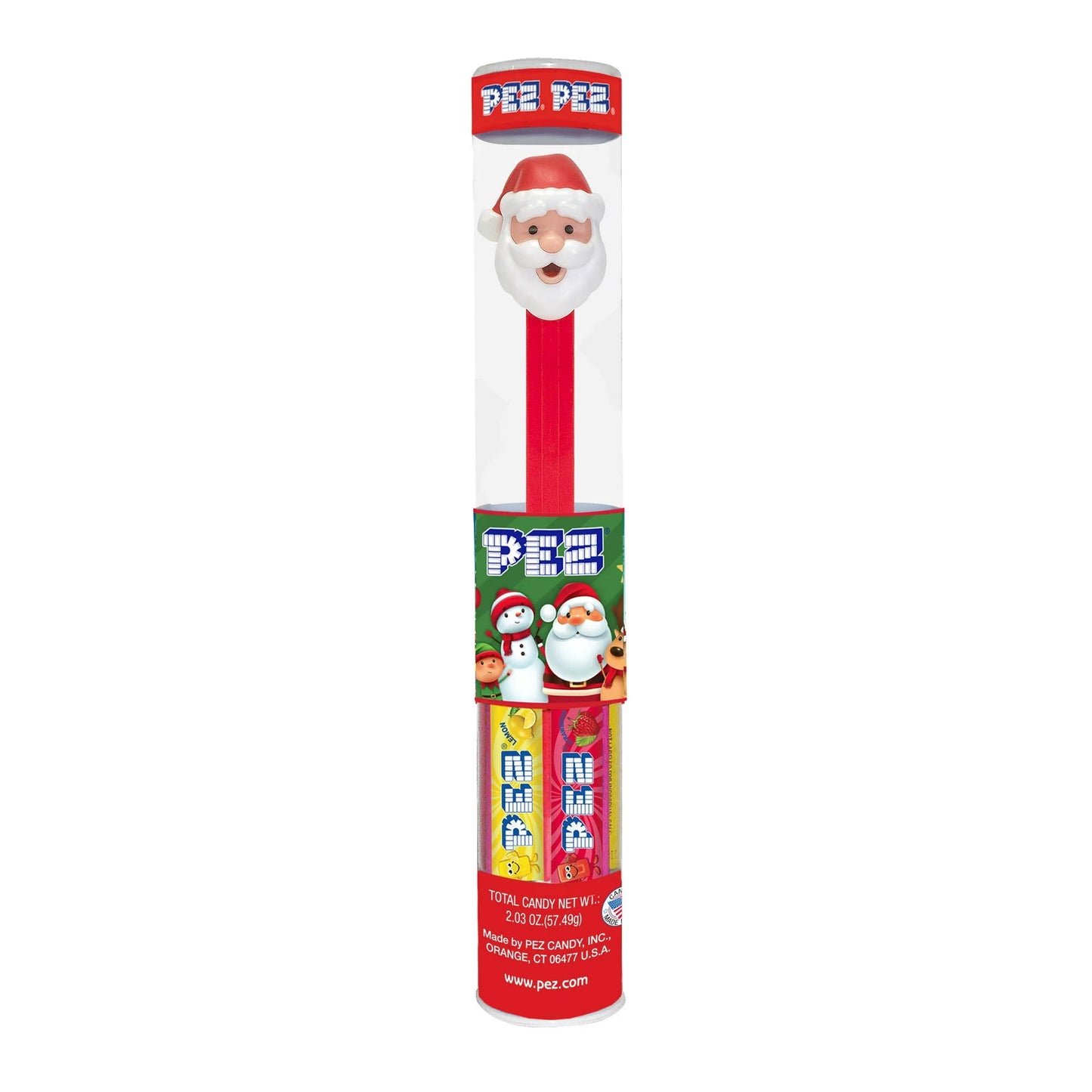 PEZ Christmas Collection Christmas Holiday Candy Dispenser Tube, 7 Rolls of Candy (Assorted Fruit & Sugar Cookie Flavor PEZ Candy