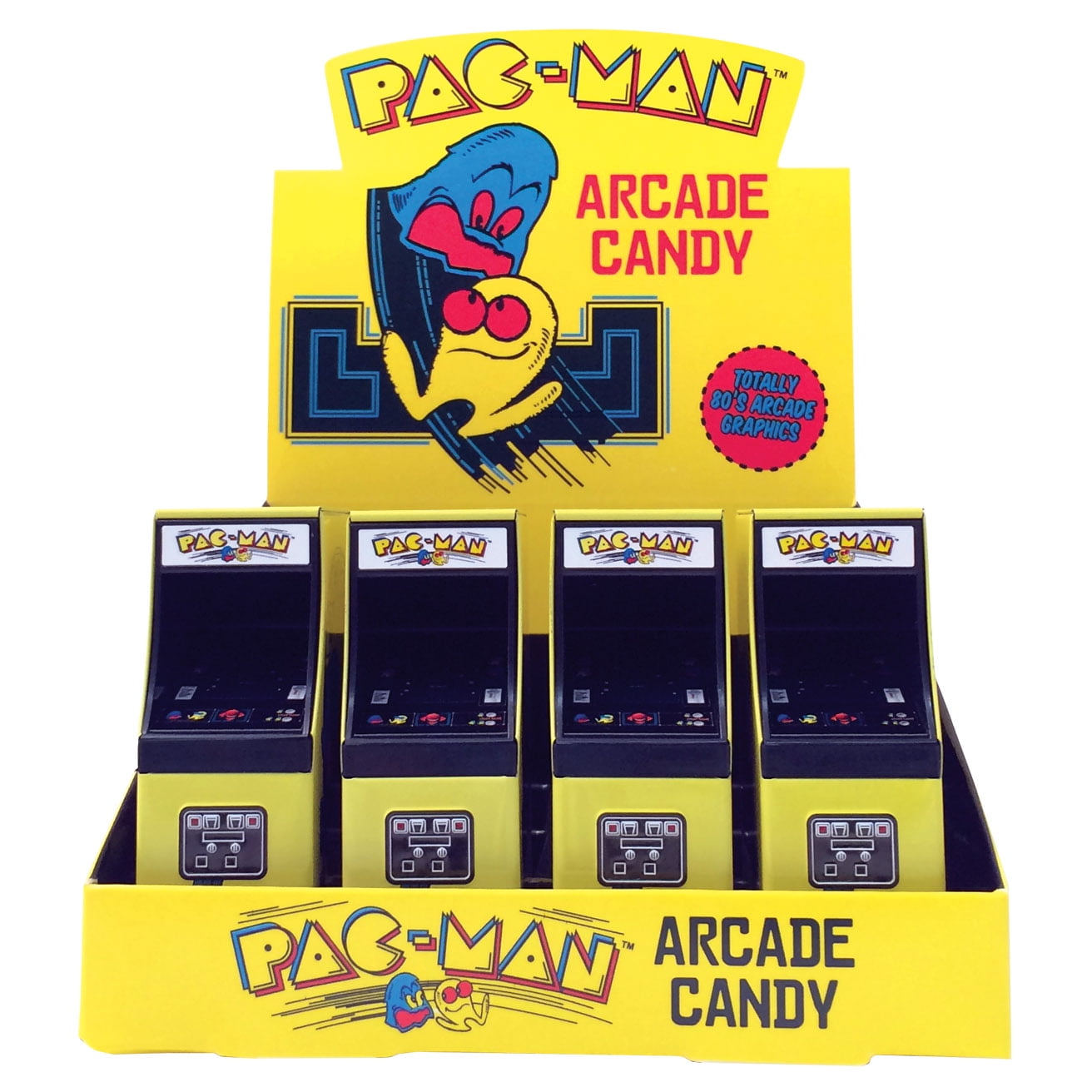 Pac-man Arcade Candy Tin, 0.6 Ounces of Strawberry Flavored Pac-Man Shaped Candies - 12 Count Display Box