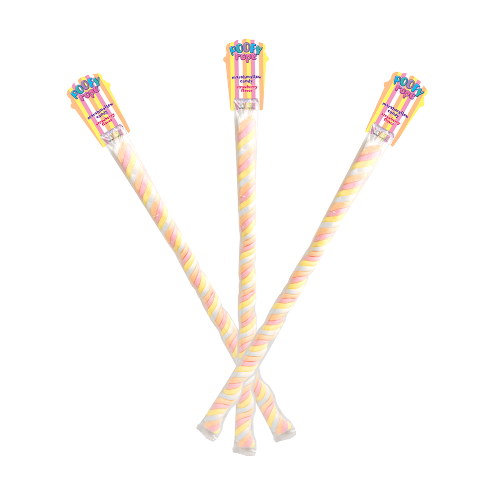 Poofy Ropes Strawberry Marshmallow Candy Rope, 1.9 Ounce - 3 Ropes