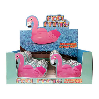 Flamingo Pool Party Tin Candy Pink Flip Flop Shaped Candies - 12 Count Display Box