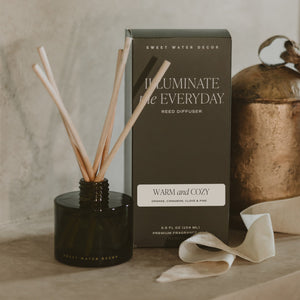 Warm and Cozy Olive Tinted Glass Jar Reed Diffuser
