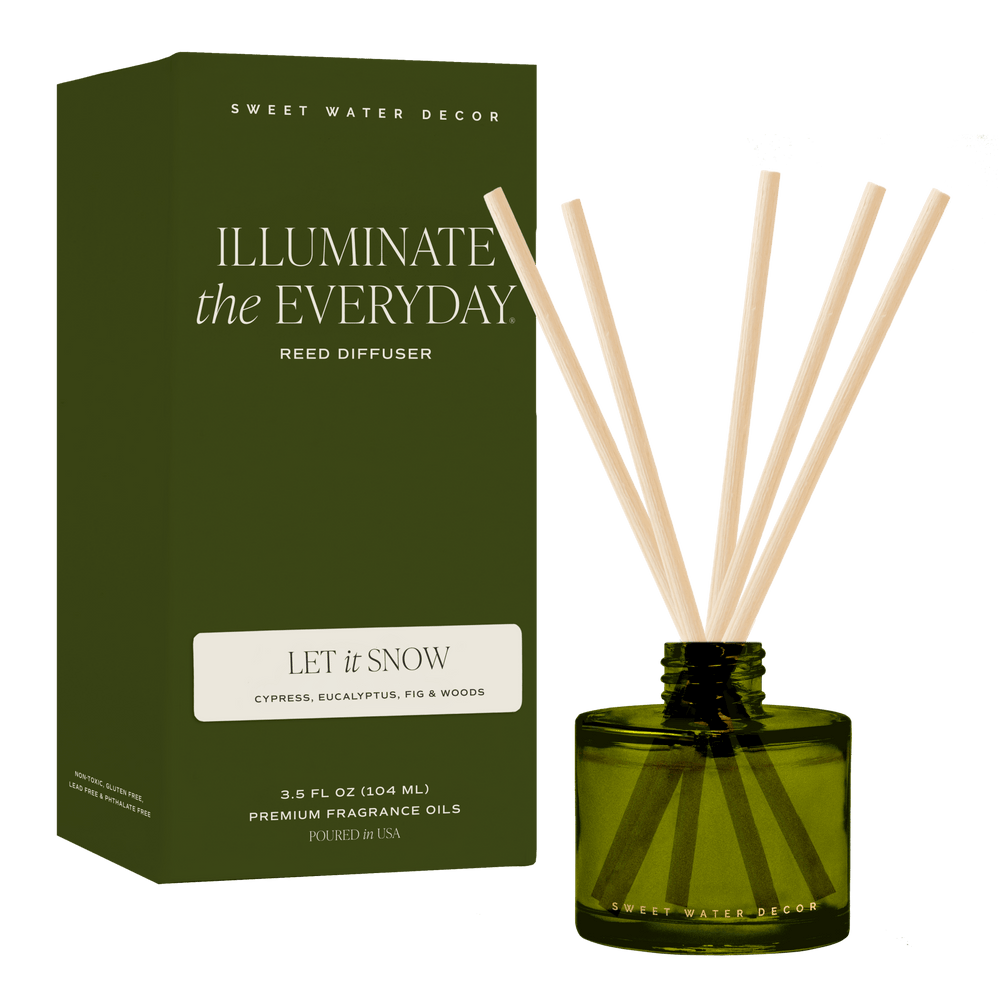 Let It Snow Olive Tinted Glass Jar Reed Diffuser