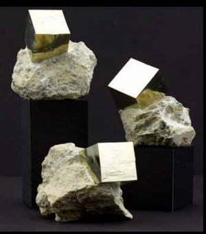 Cubic Pyrite Crystals in Host Rock, A Grade Quality