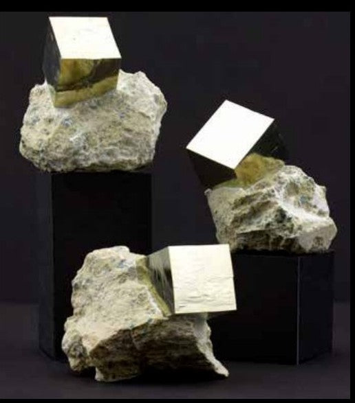 Cubic Pyrite Crystals in Host Rock, A Grade Quality