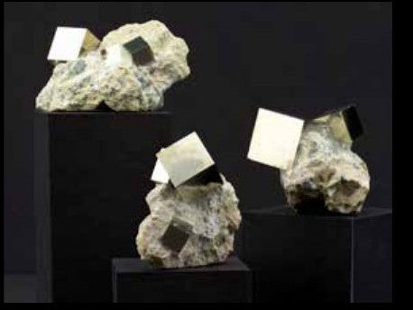 Cubic Pyrite Crystals in Host Rock, A Grade Quality