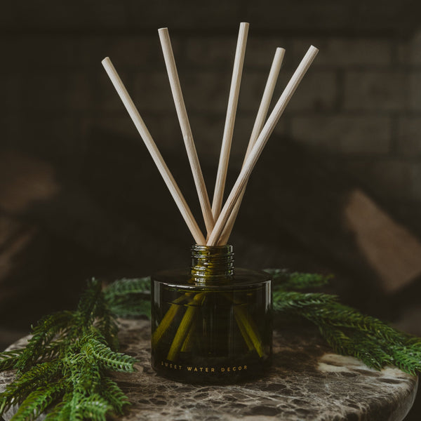 Warm and Cozy Olive Tinted Glass Jar Reed Diffuser