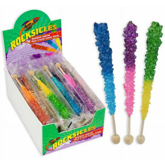 Rocksicles, Rainbow Colored Rock Crystal Candy Sticks, 0.6 Ounce Each Stick