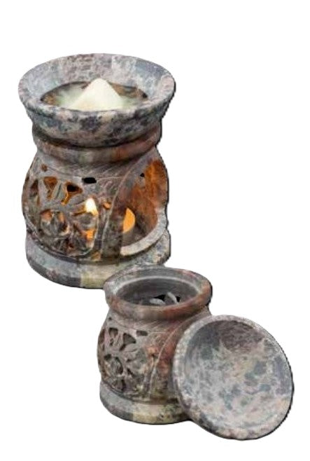 Carved Soapstone Wax Melters, Tea Light Wax Melters
