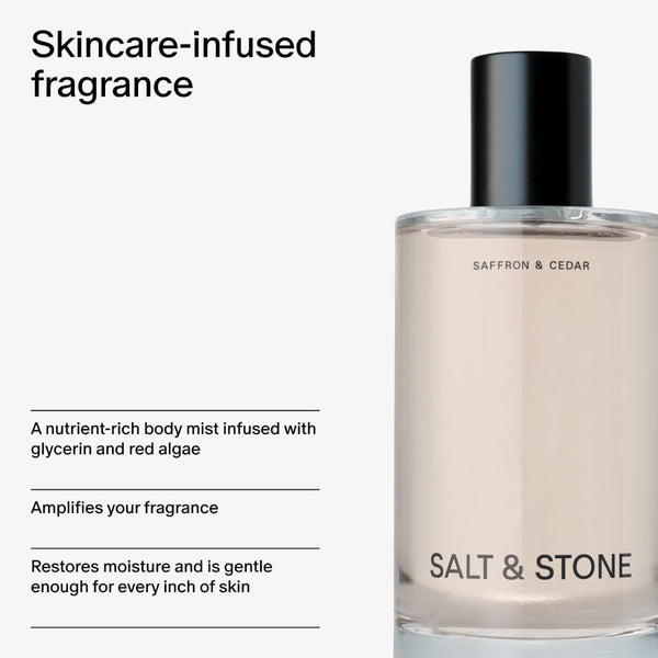 Salt & Stone Body Spray | Unisex Skincare-Grade Hair & Body Mist | Hydrating Fragrance Infused with Glycerin & Red Algae | Vegan & Cruelty-Free Formula | 3.4 fl oz