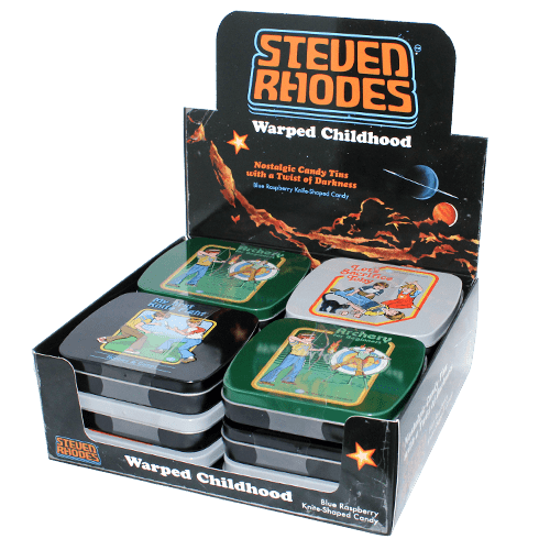Steven Rhodes Warped Childhood Blue Raspberry Candy 1.5 oz. Tin- 12 Count Display Box