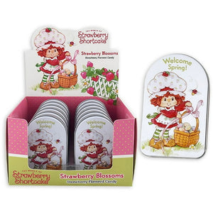 Strawberry Shortcake Strawberry Blossoms Easter Strawberry Flavored Candy, 1 Ounce Tin - 12 Count Display Box