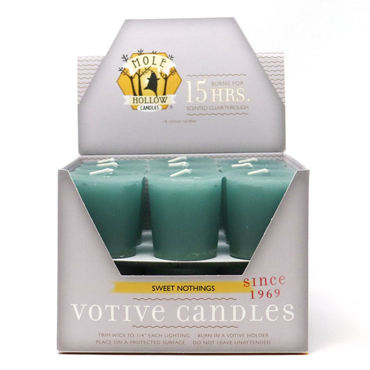 Mole Hollow Candles, Sweet Nothings Scented Votive Candles, 18 Votives Box