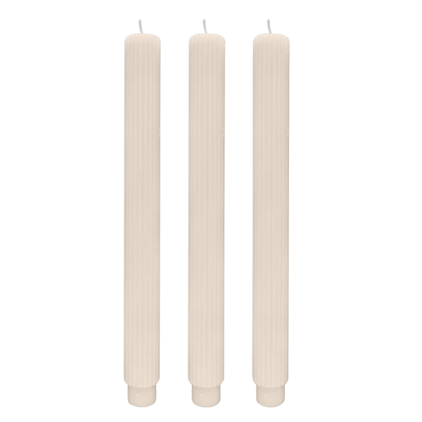 Fluted Taper Candles - Set of 3