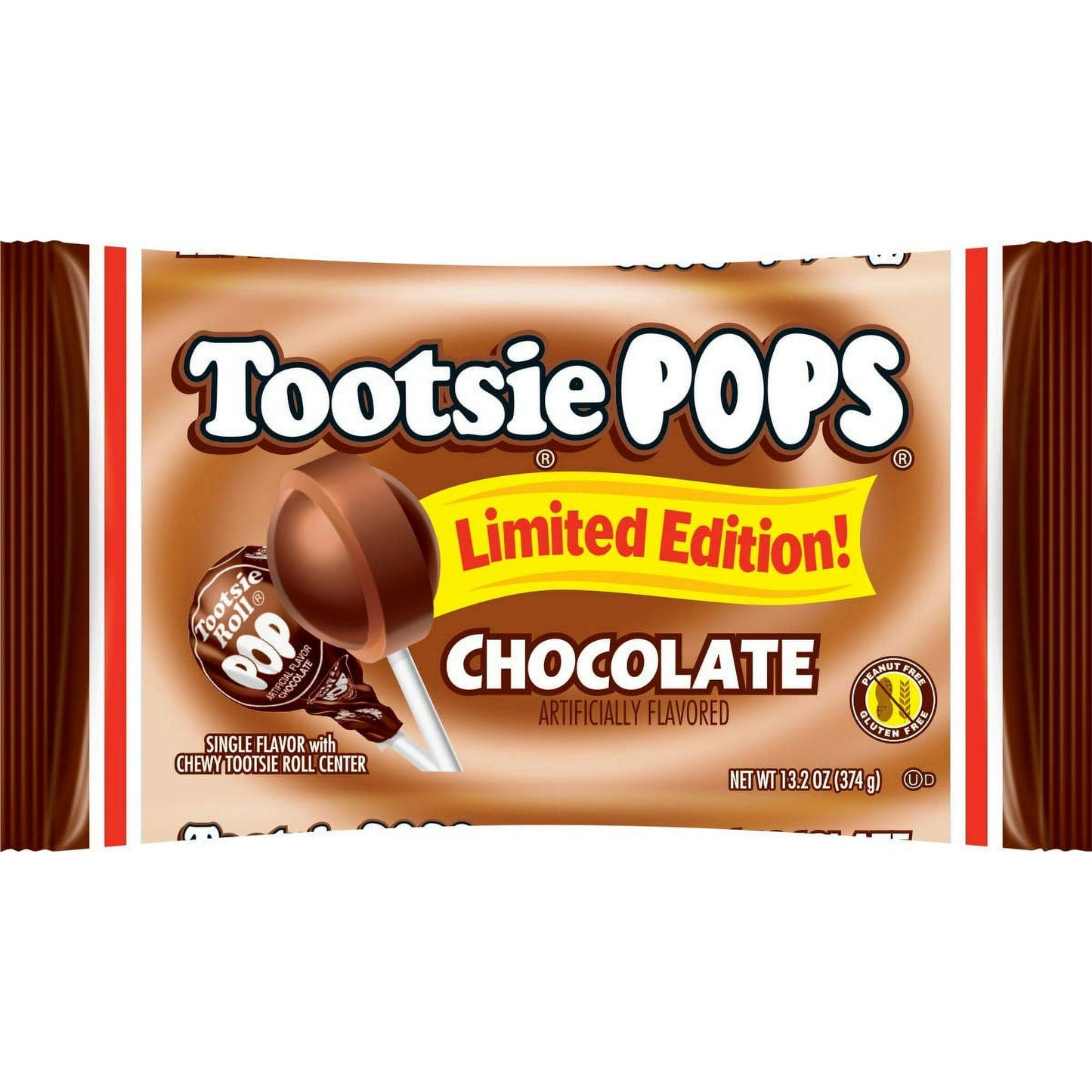 Tootsie Pops Chocolate Flavor Limited Edition, Single Flavor Lollipop, 13.2 Ounce Bag