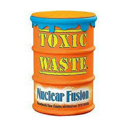 Toxic Waste, Nuclear Fusion, Hazardously Sour Candy, 5 Assorted Flavor Combinations, 1.48 Ounce Drums - 12 Count Display Box