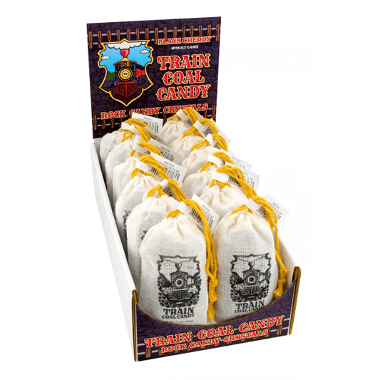 Train Coal Candy, Black Cherry Rock Candy Crystals, 2 Ounce Drawstring Bag