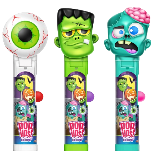 Flix Halloween Monster Mix Pop Ups! 0.35 Ounce Lollipops - 12 Count Display Box