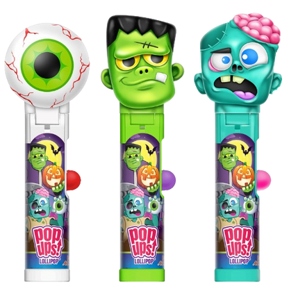 Flix Halloween Monster Mix Pop Ups! 0.35 Ounce Lollipops - 12 Count Display Box