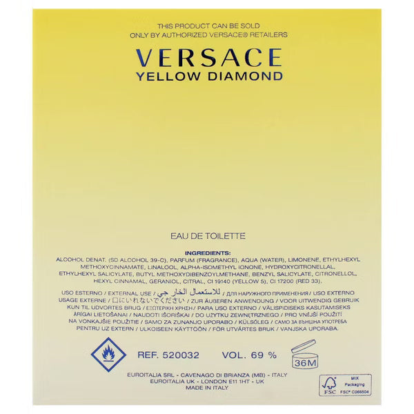 Versace Yellow Diamond Eau de Toilette Spray for Women 3.0 oz