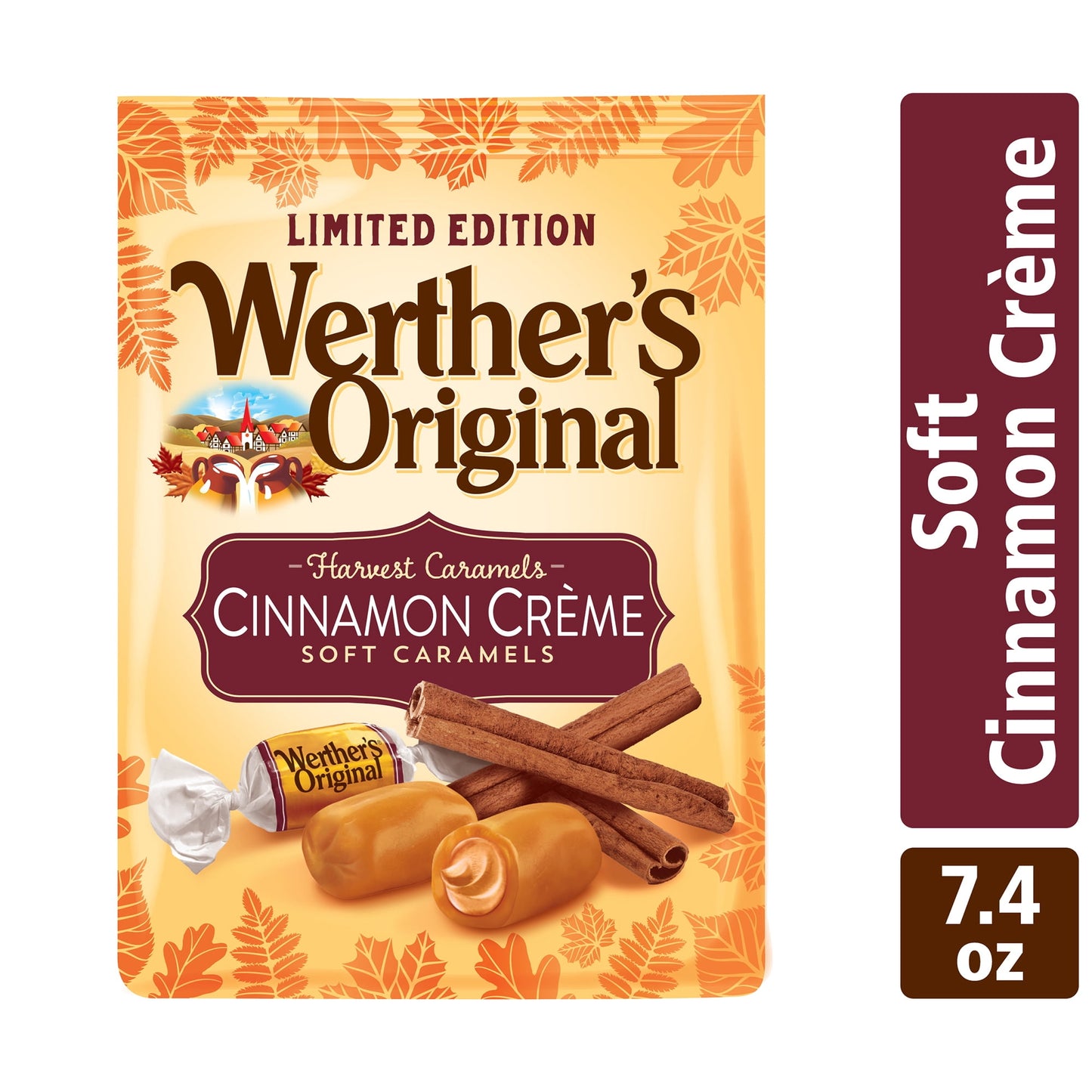 Werther's Original Harvest Caramels Cinnamon Crème Soft Caramel Candy, Limited Edition, 7.4 Ounce Bag