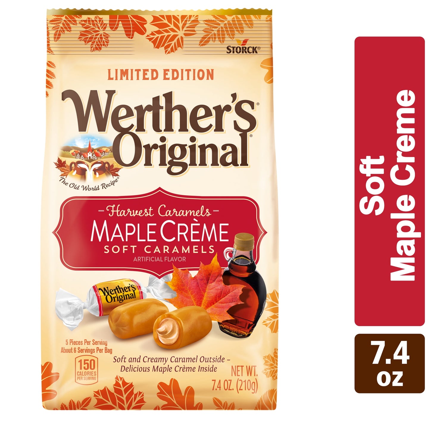 Werther's Original Harvest Caramels Maple Crème Soft Caramel Candy, Limited Edition, 7.4 Ounce Bag