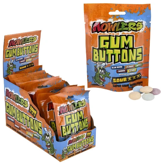 Albert's Howlers Sour Gum Buttons 1.66 Ounce Bag - 12 Count Display Box