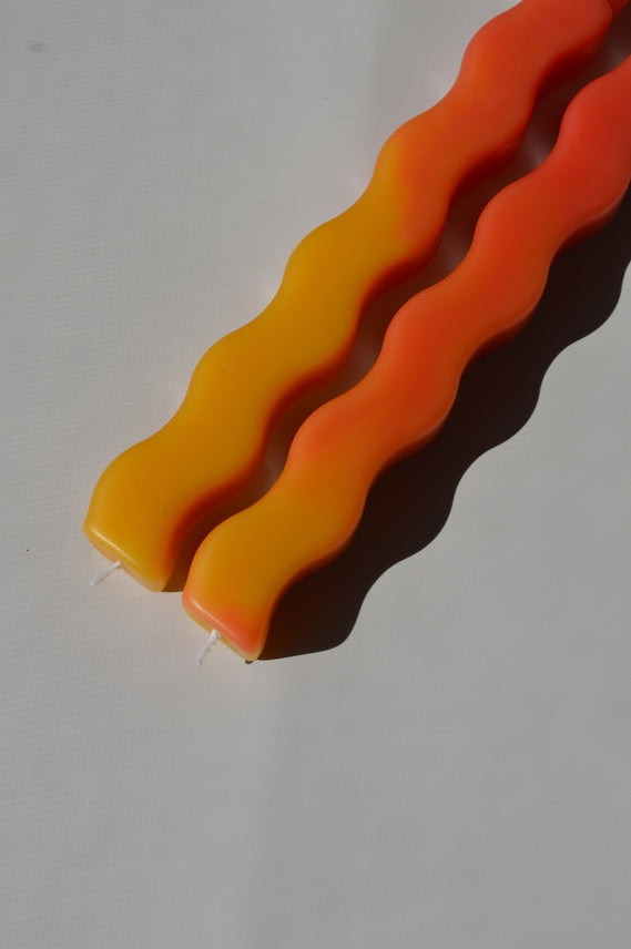 Wavy Beeswax Candlesticks - Set of 2
