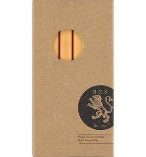 British Colour Standard 25cm / 10'' H Saffron Yellow Eco Dinner Candles, Gift Box of 6