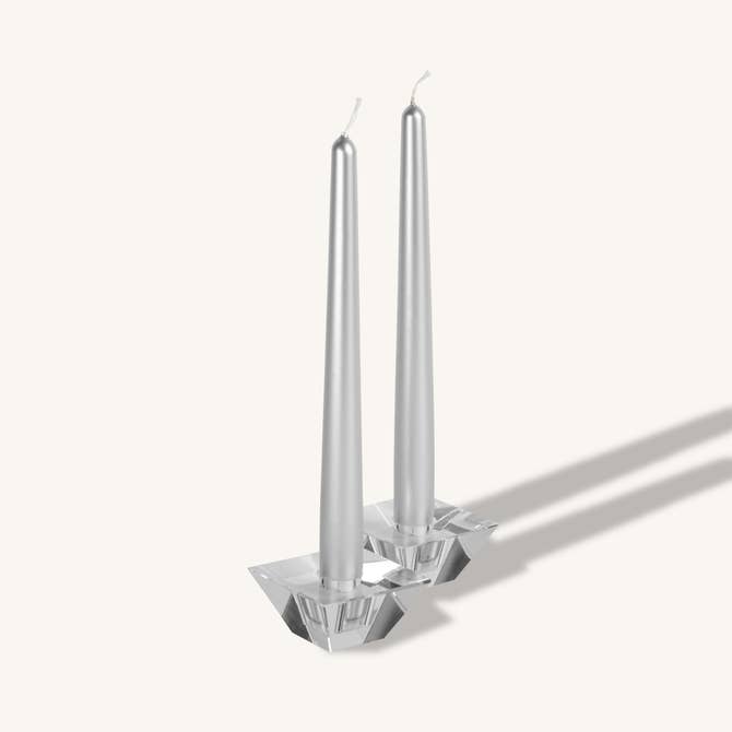 Metallic Silver Taper Candles - 12 Inch - 4 Pack
