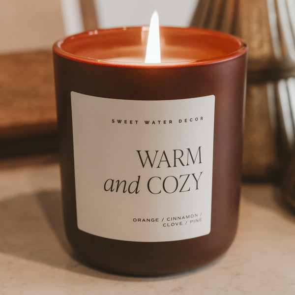 Sweet Water Decor Warm and Cozy 15 oz Soy Candle, Matte Jar
