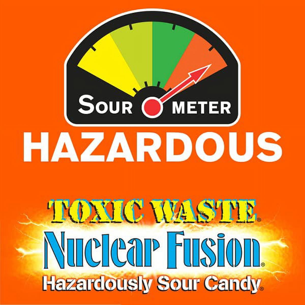 Toxic Waste, Nuclear Fusion, Hazardously Sour Candy, 5 Assorted Flavor Combinations, 1.48 Ounce Drums - 12 Count Display Box