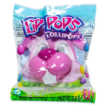 Flix Candy Bunny Lip Pop Lollipops Candy Basket Stuffers, 0.8 Ounce Pop - 12 Count Display Box