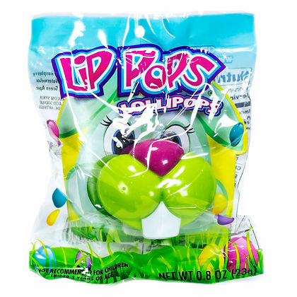 Flix Candy Bunny Lip Pop Lollipops Candy Basket Stuffers, 0.8 Ounce Pop - 12 Count Display Box