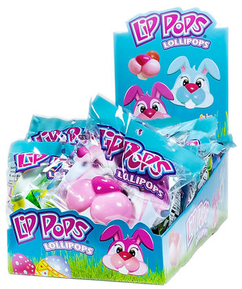 Flix Candy Bunny Lip Pop Lollipops Candy Basket Stuffers, 0.8 Ounce Pop - 12 Count Display Box