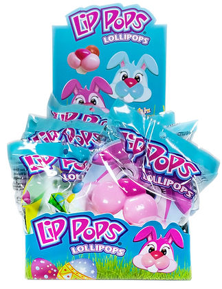 Flix Candy Bunny Lip Pop Lollipops Candy Basket Stuffers, 0.8 Ounce Pop - 12 Count Display Box