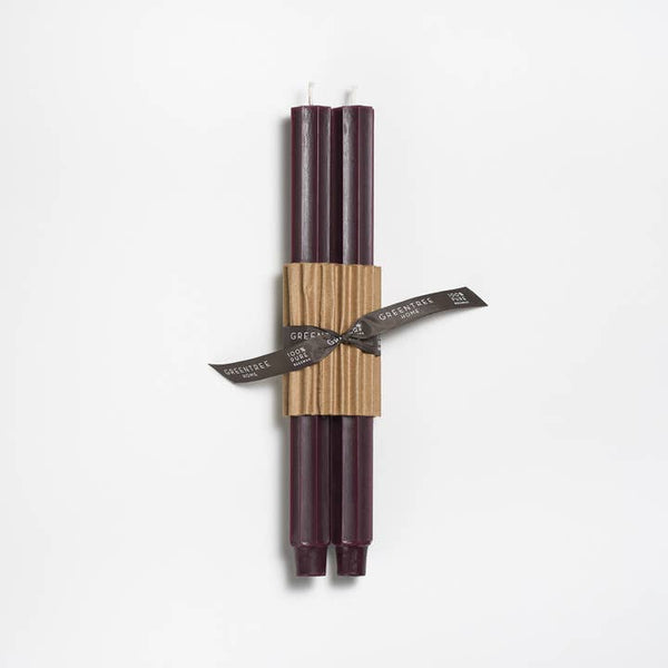 Greentree Home Candle, 12" Fluted Unscented Taper Handmade Beeswax Candles