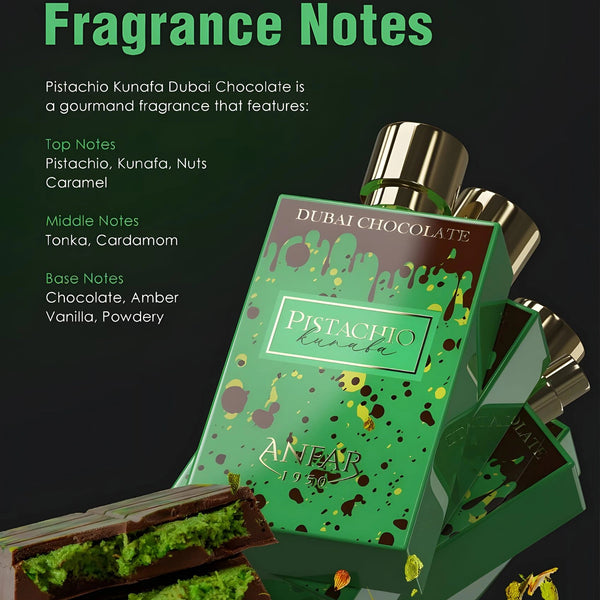 Anfar Dubai Chocolate Pistachio Kunafa Extrait de Parfum Unisex Perfume, 80 ml