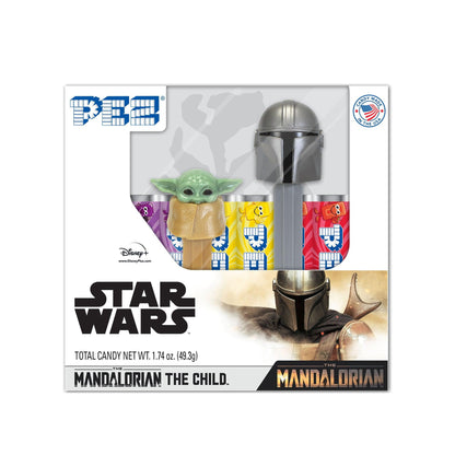 PEZ Candy Mandalorian Twin Pack, 2 Candy Dispensers Plus 6 Rolls Assorted Fruit Candy, 1 Count, 1.74 oz