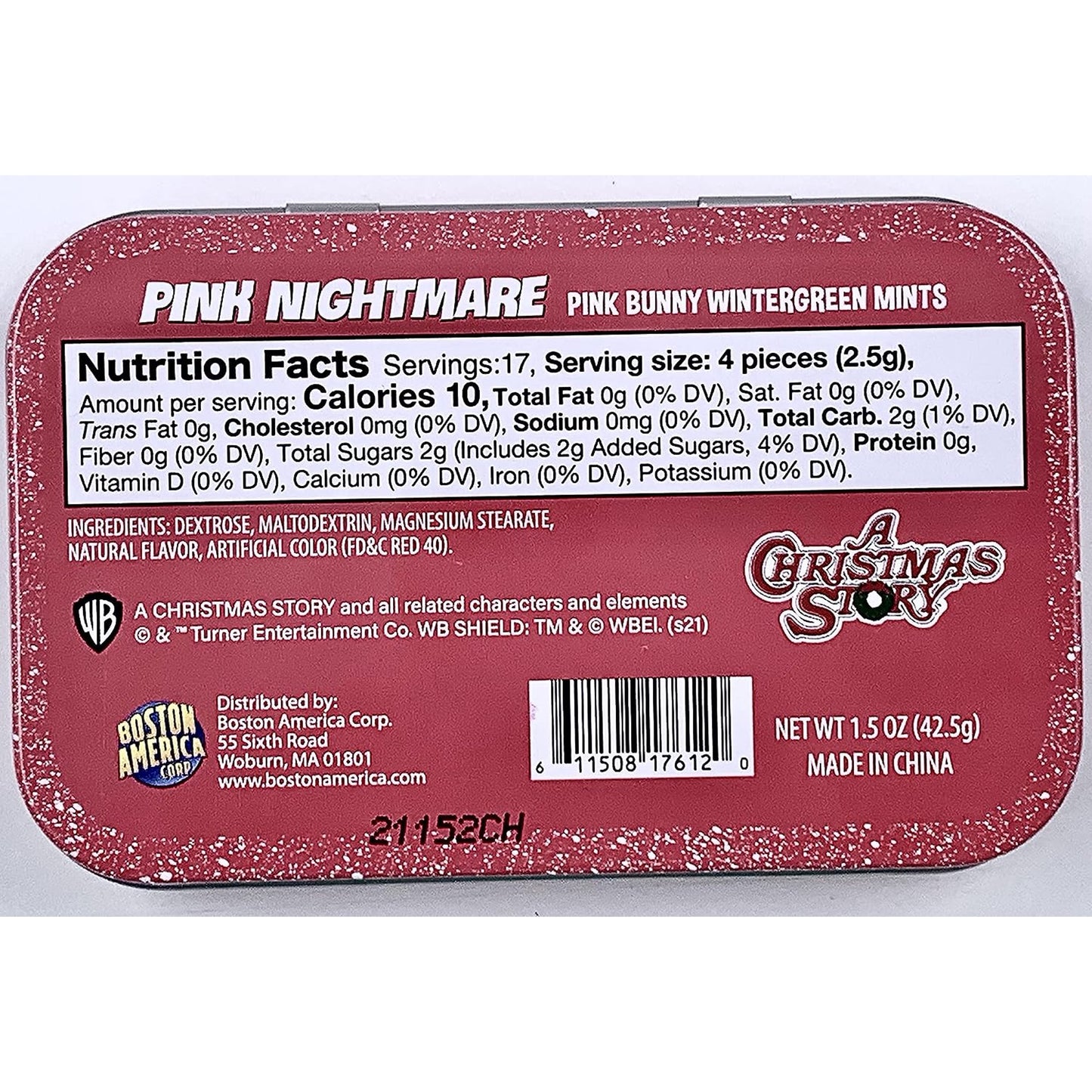 A Christmas Story, Pink Nightmare Mints, 1.5 Ounce Candy Mints Tin - 18 Count Display Box