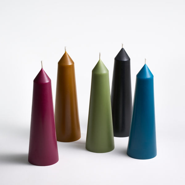 Greentree Home Candle, Short Tower Pillar Unscented Taper Handmade Beeswax Sculptural Candles