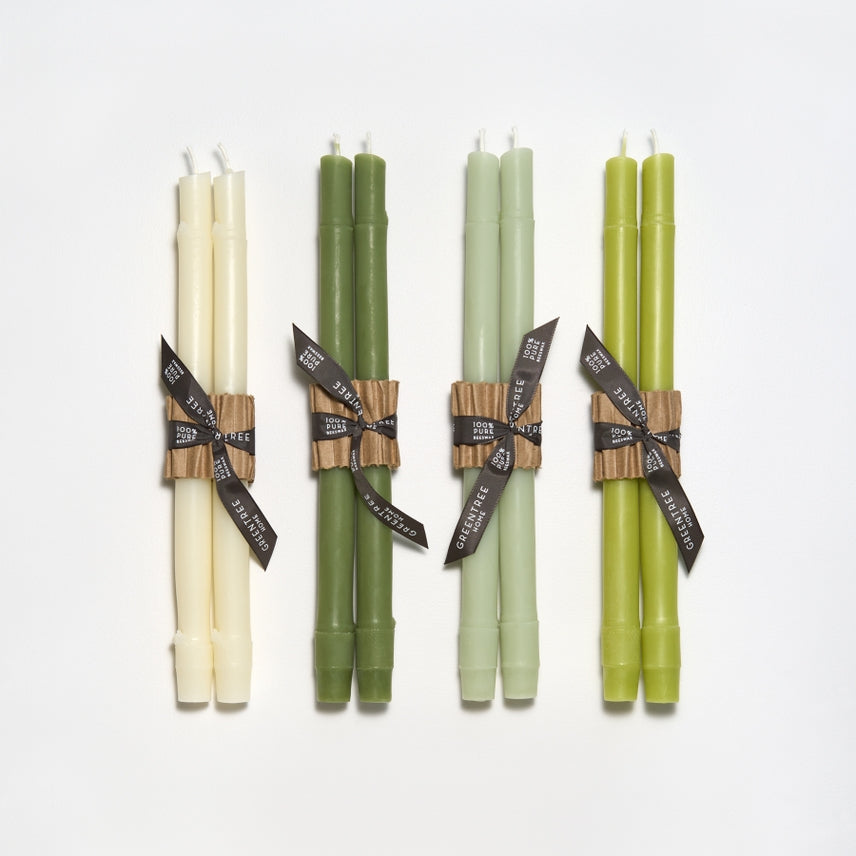 Greentree Home Candle, 12" Bamboo Unscented Taper Handmade Beeswax Candles
