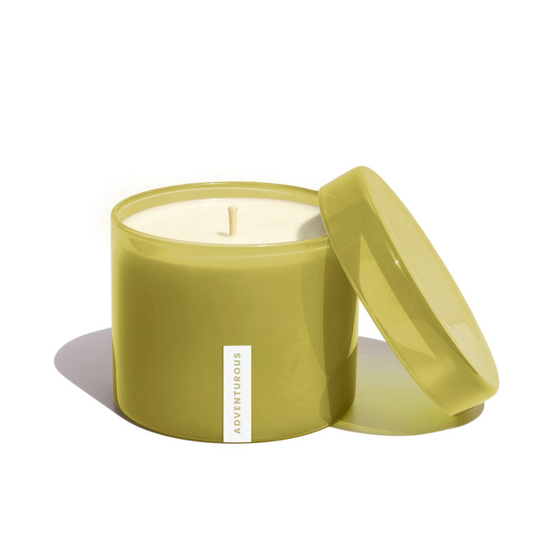 Vella & Co, Adventurous Oakmoss & Bergamot 16 Ounce Soy Candle, Green Glass