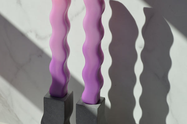 Wavy Beeswax Candlesticks - Set of 2