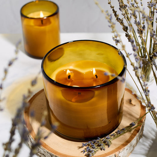 Pure Beeswax Candle in Blown Glass