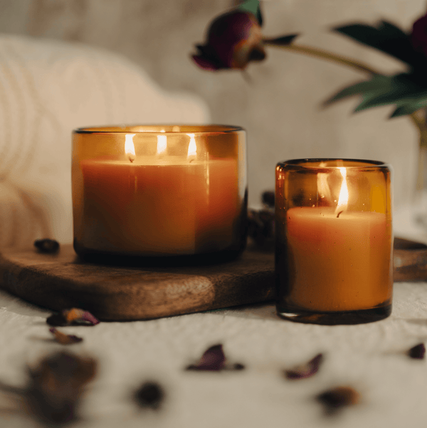 Pure Beeswax Candle in Blown Glass