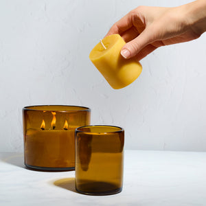 Pure Beeswax Candle in Blown Glass